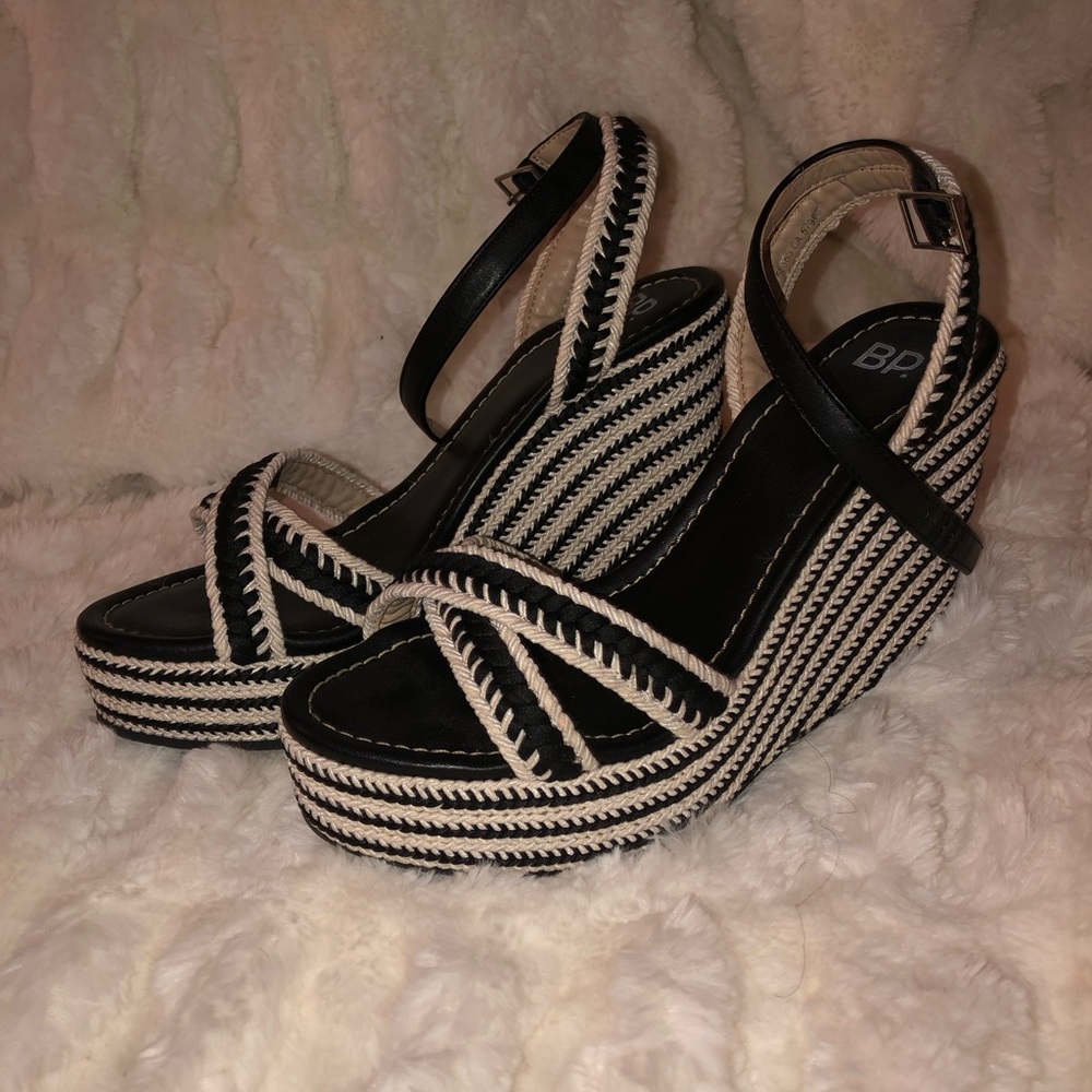 BP. (Nordstrom) Black/White Woven Espadrilles